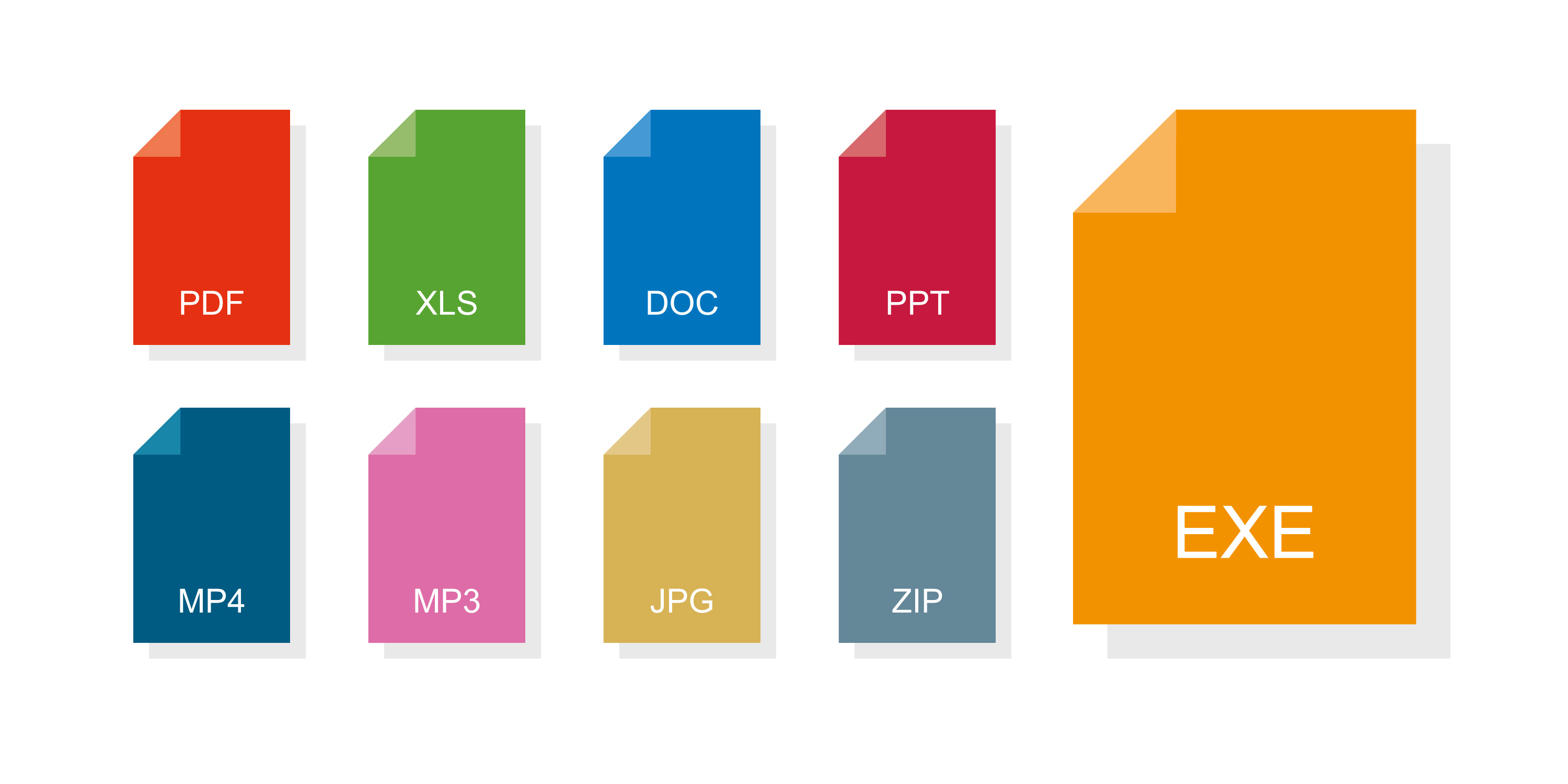 Document icons with popular file formats.